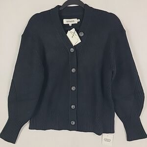 NWT Apparis Anderson Ribbed Button Up Cardigan Knit Black Size Small Retail $245